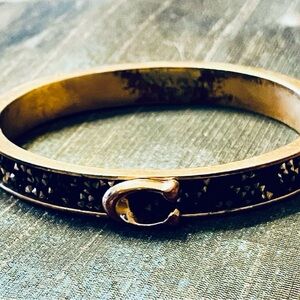Coach Gold and Black Sparkle Hinged Bracelet